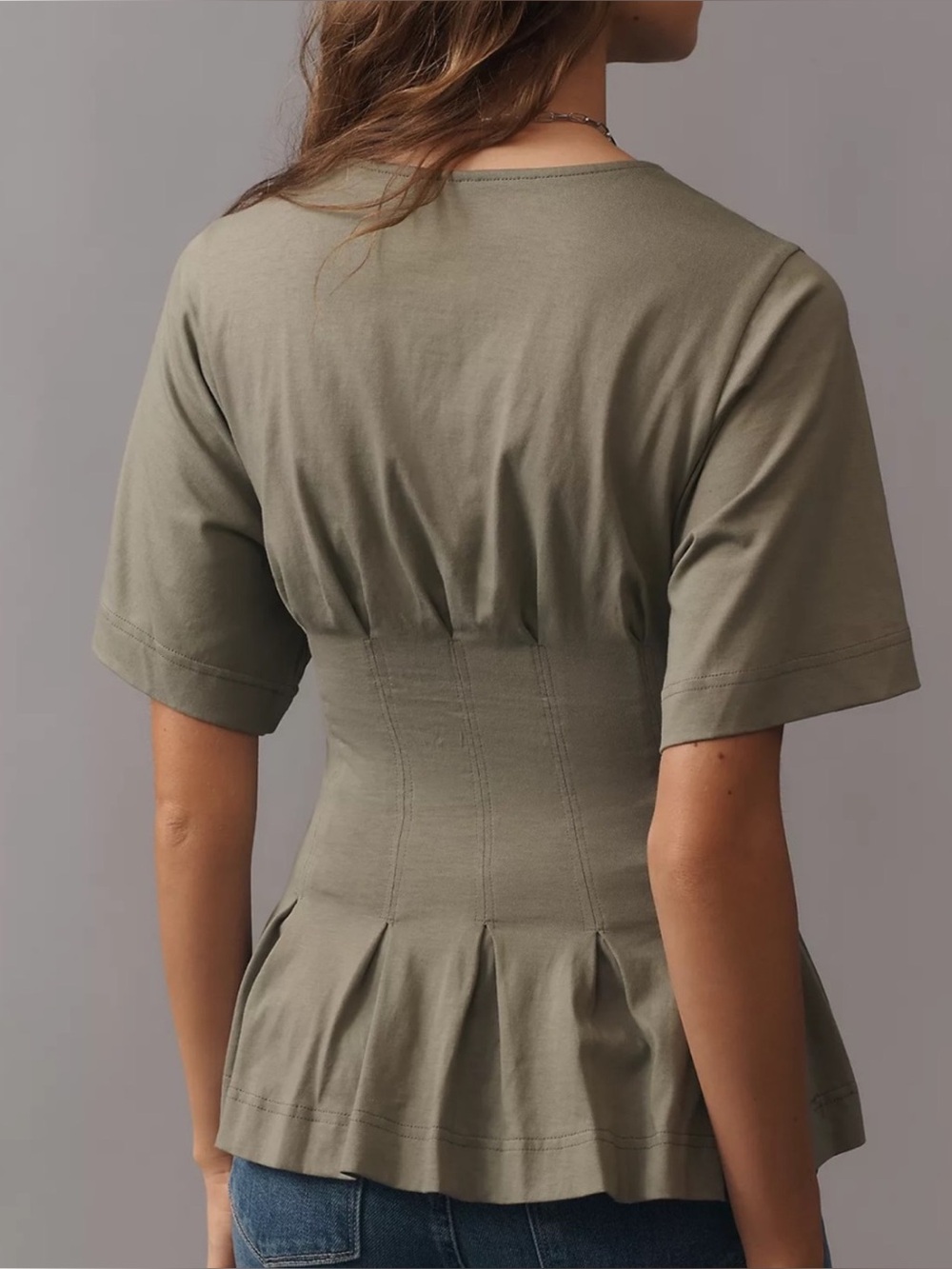 NWT Anthropologie Tie Waisted Tie Front Peplum Top - Picture 2 of 6